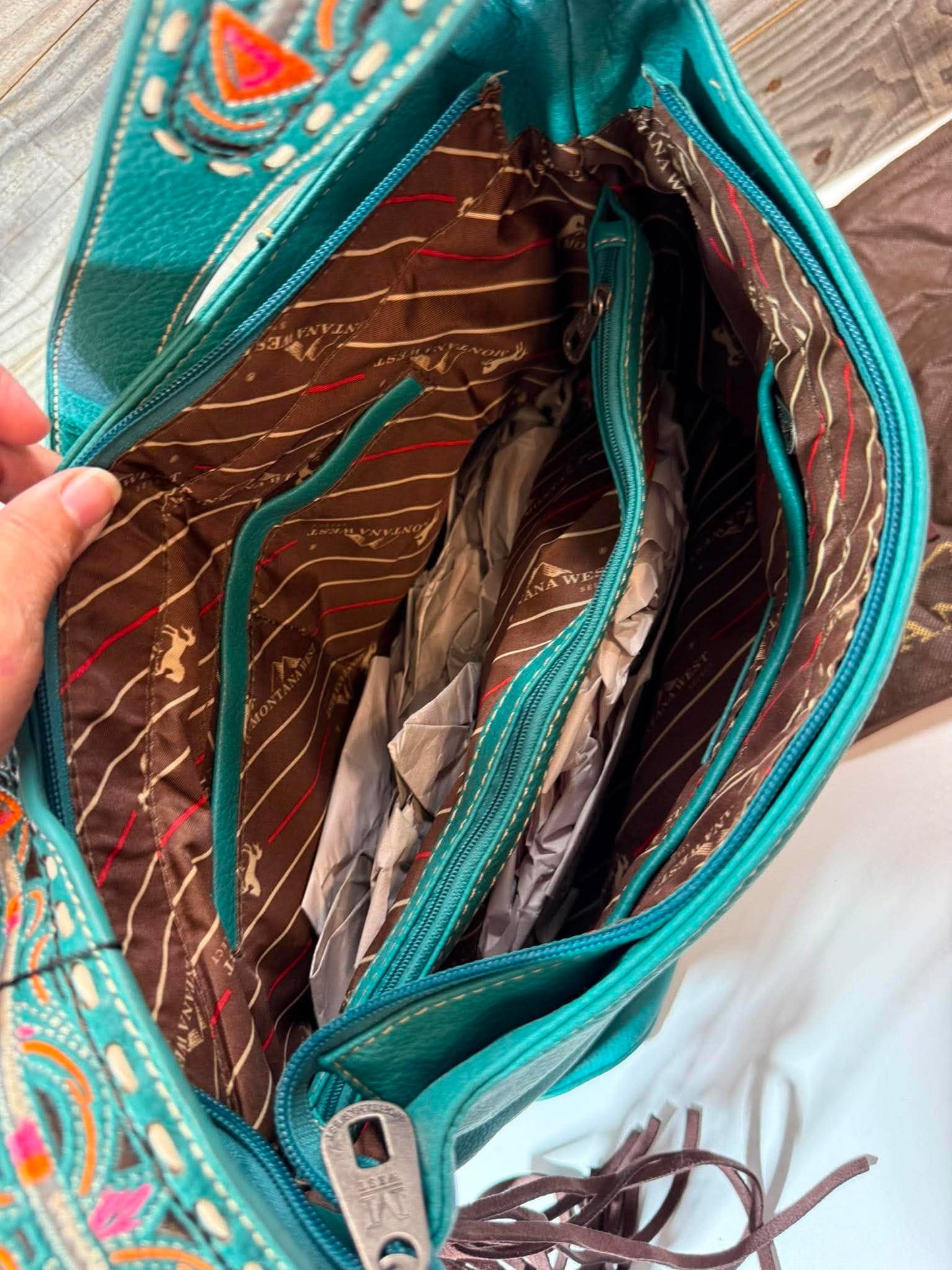 Montana West Turquoise Western Fringe Handbag