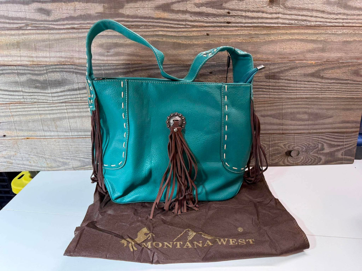 Montana West Turquoise Western Fringe Handbag