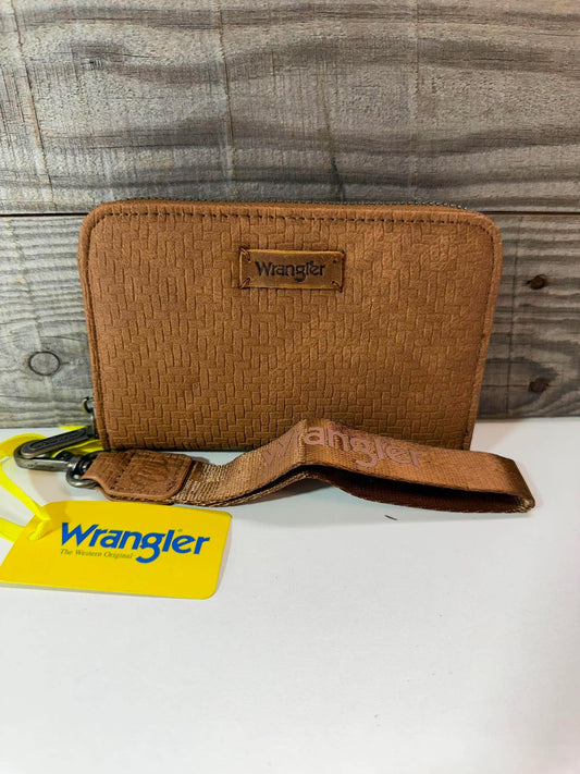 Wrangler Brown Zip-Around Wristlet Wallet