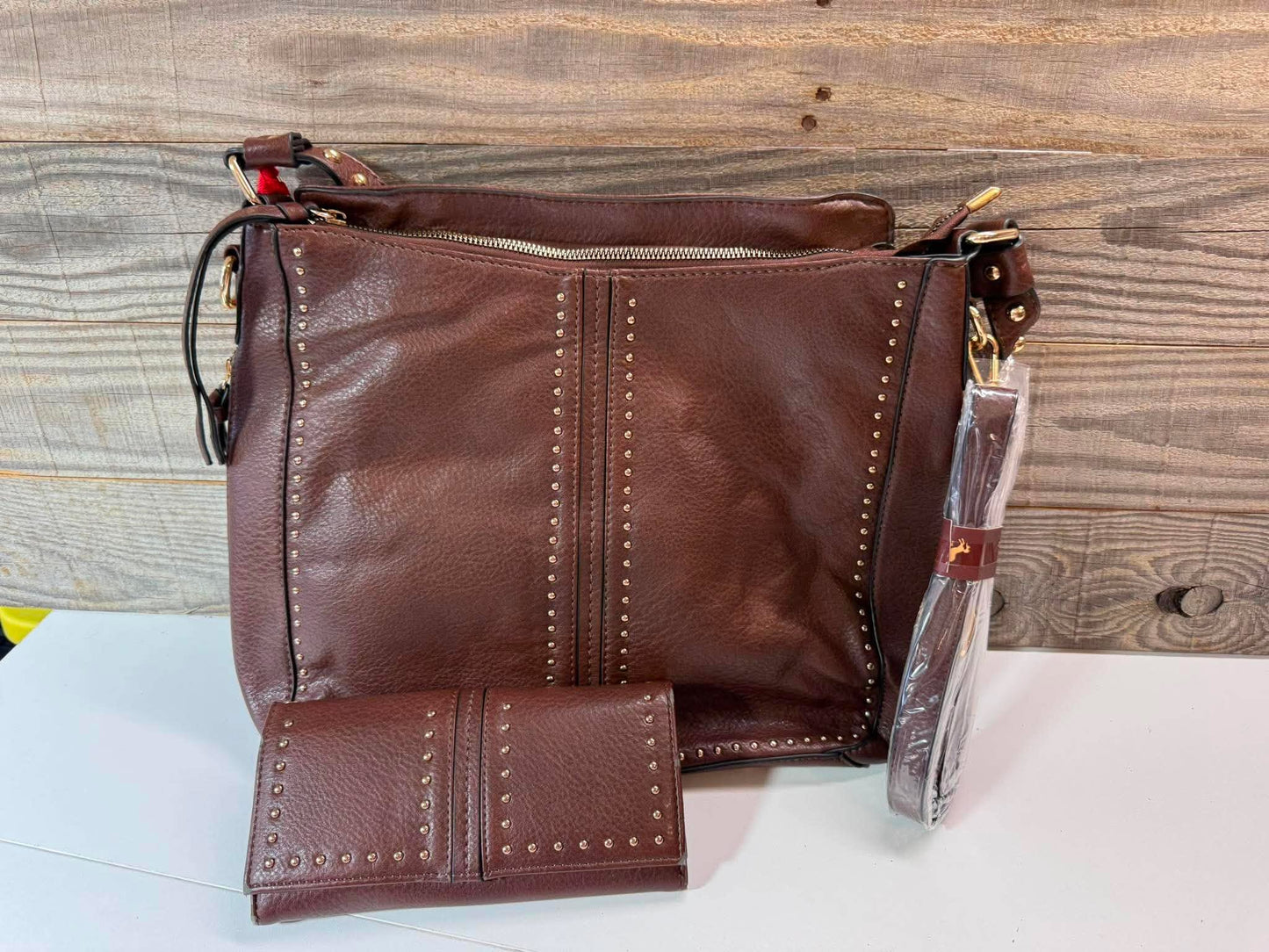 Montana West Brown Studded Hobo Handbag