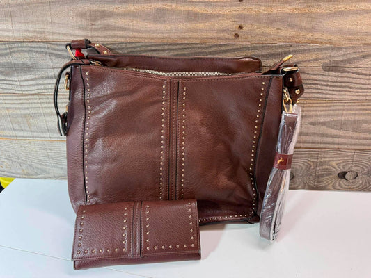 Montana West Brown Studded Hobo Handbag