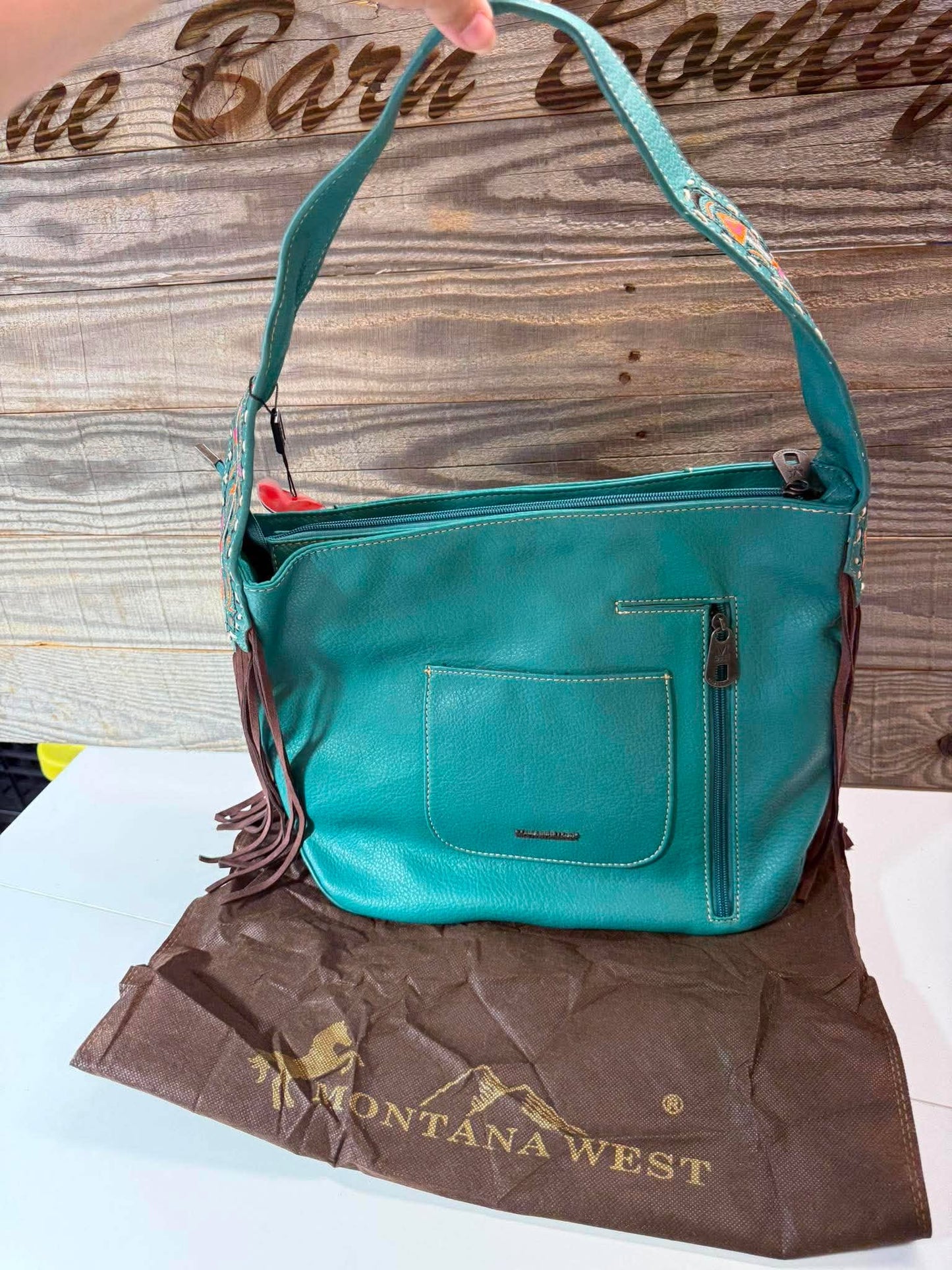Montana West Turquoise Western Fringe Handbag