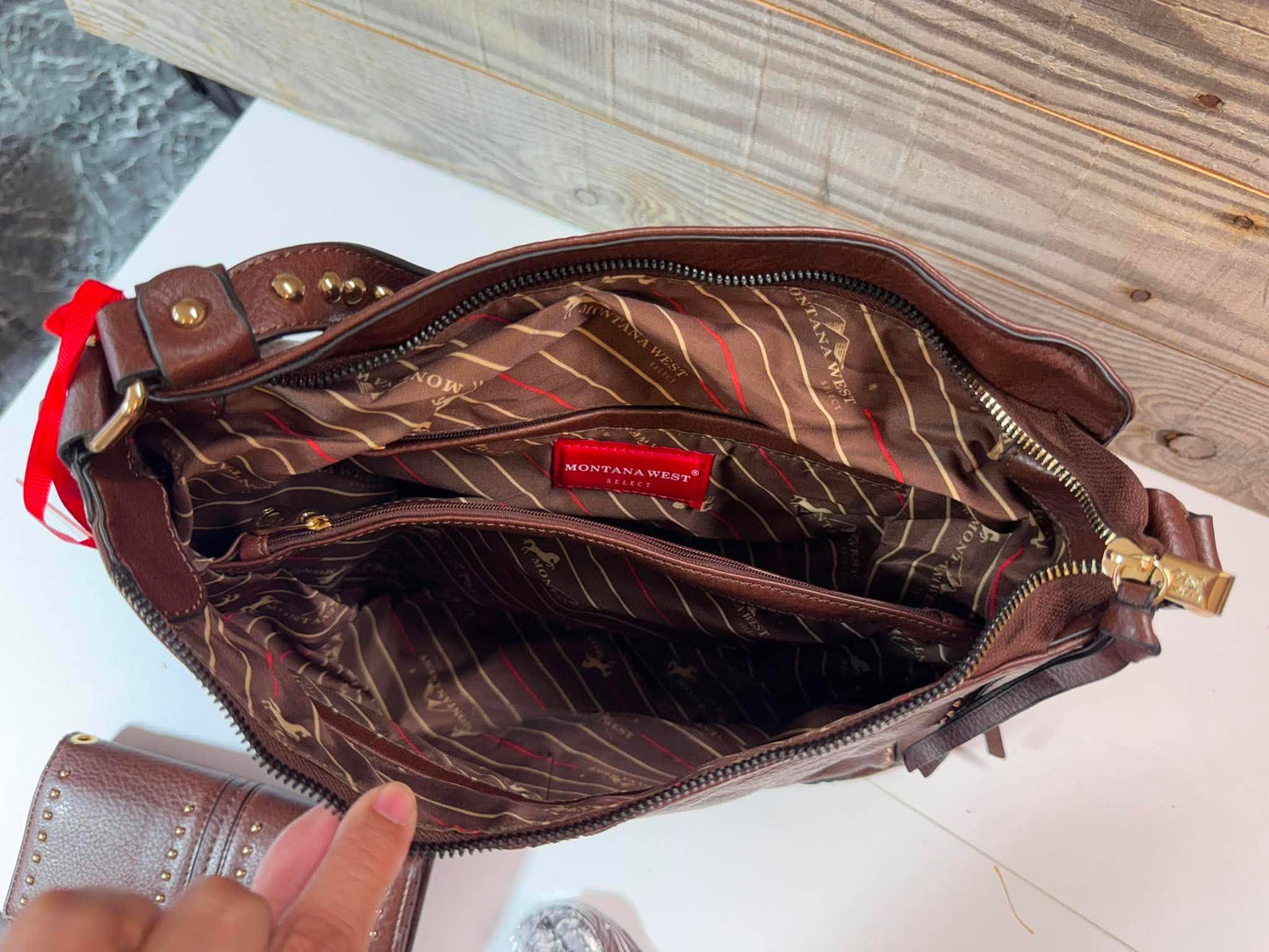 Montana West Brown Studded Hobo Handbag