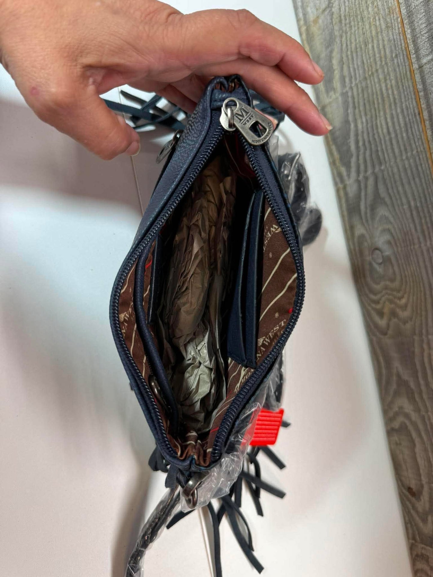 Montana West Black Tooled Fringe Crossbody Purse