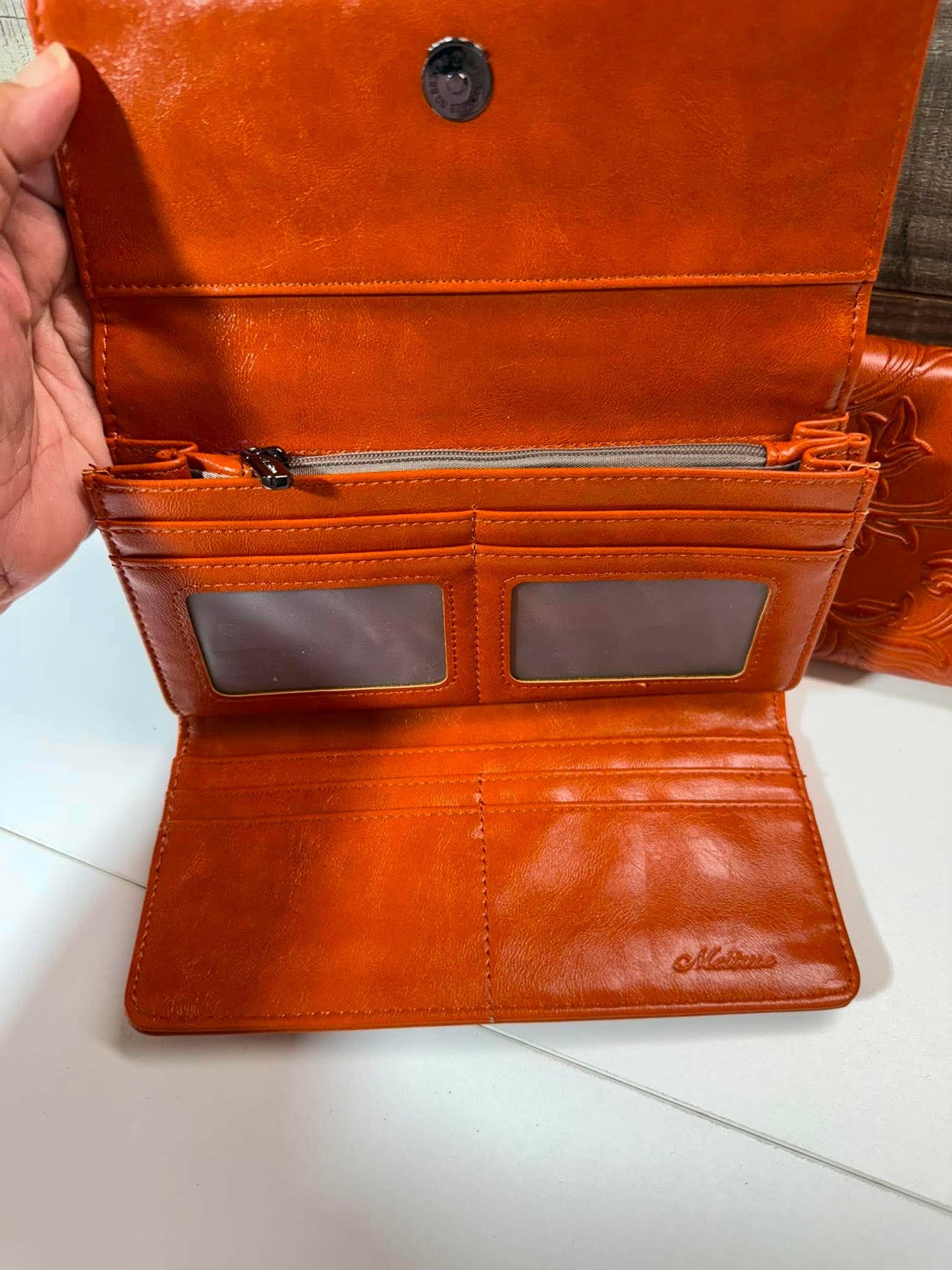 Western Floral Embossed Wallet | Teal or Burnt Orange Women’s Long Wallet