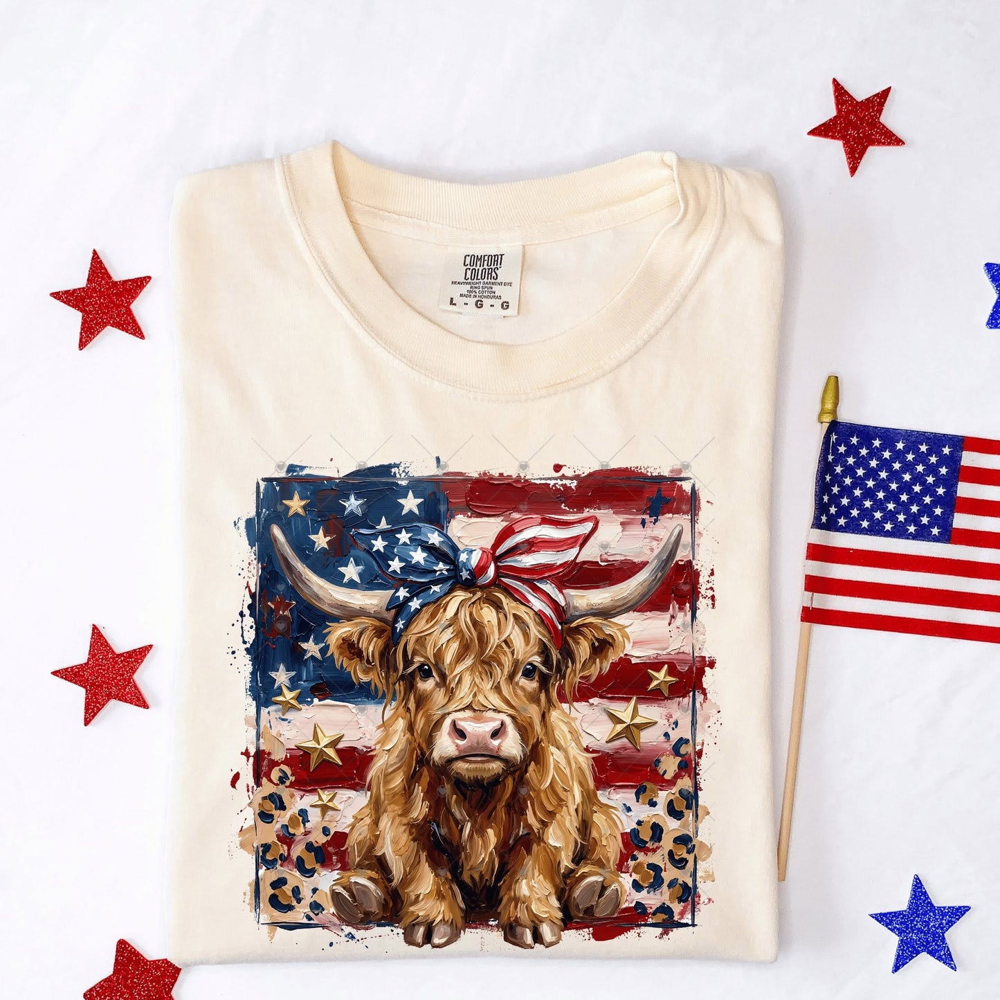 Patriotic Highland Cow