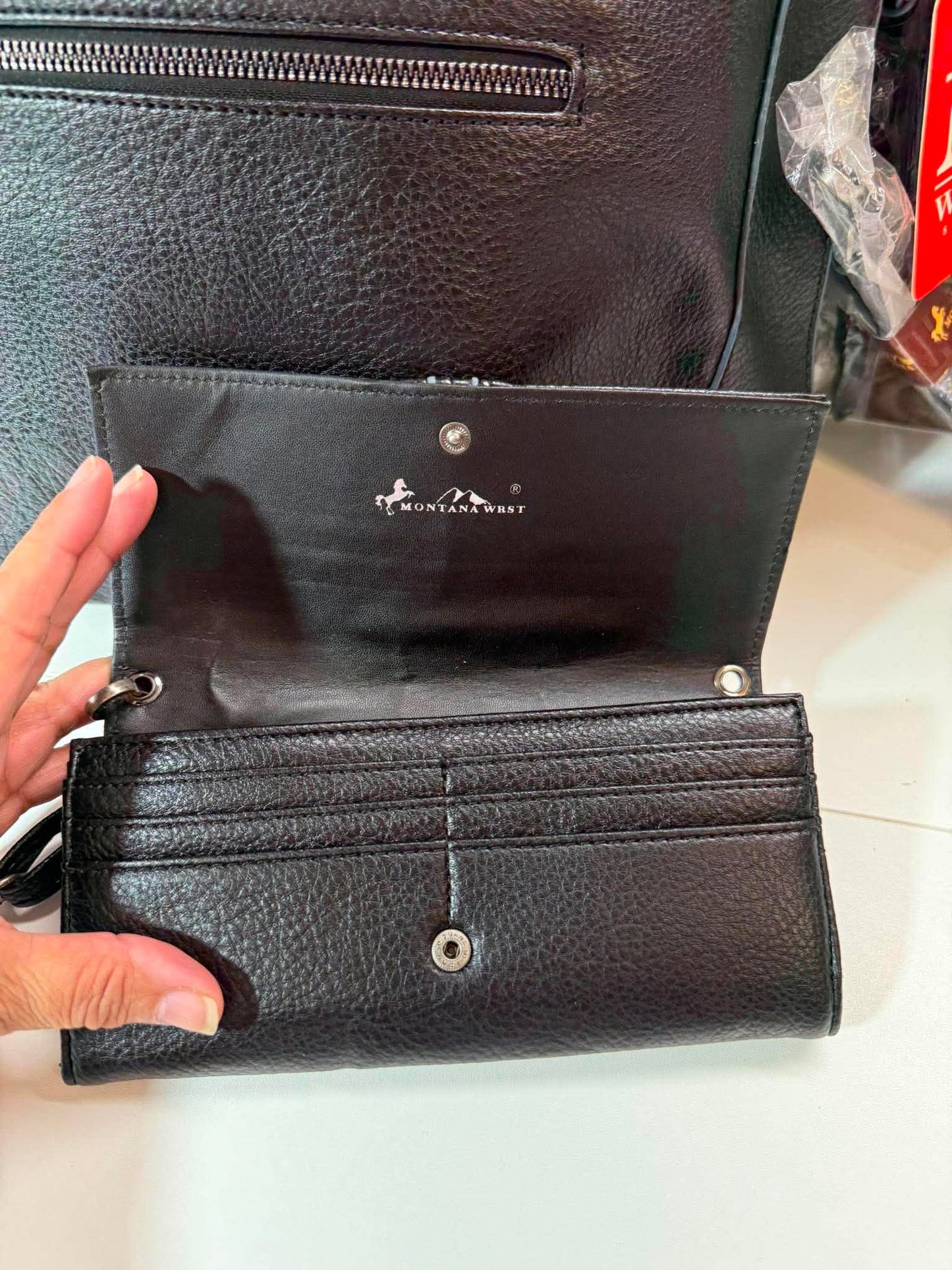 Montana West Select Black Hobo Purse & Matching Wallet Set