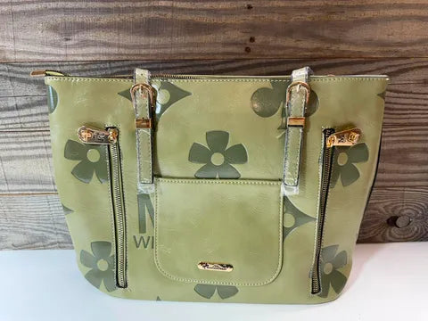 Sage Green Floral Handbag