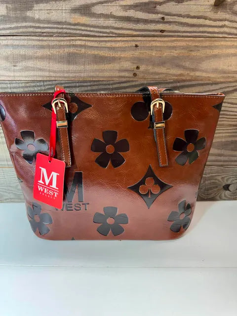 Brown Floral M West Handbag