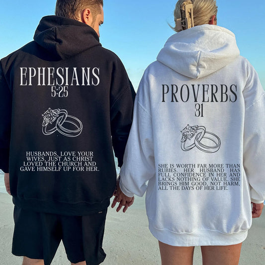 Faith Marriage Hoodie Set – Ephesians 5:25 & Proverbs 31