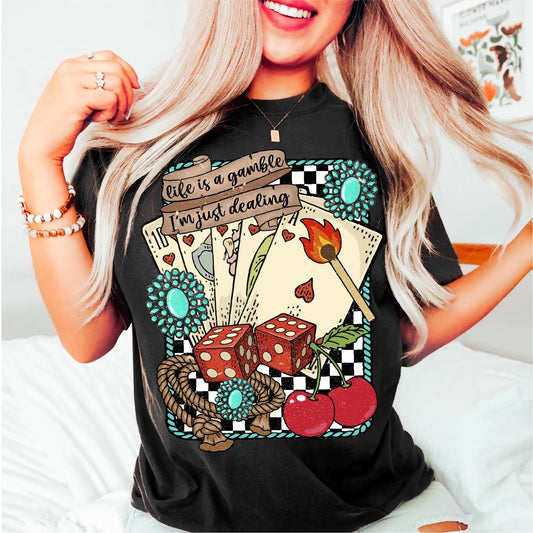 Life Is a Gamble – Western Cowgirl Graphic Tee
