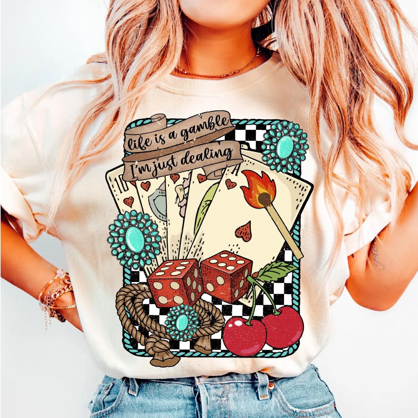 Life Is a Gamble – Western Cowgirl Graphic Tee