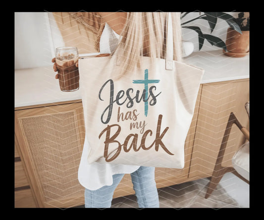 Jesus Has My Back Canvas Tote Bag