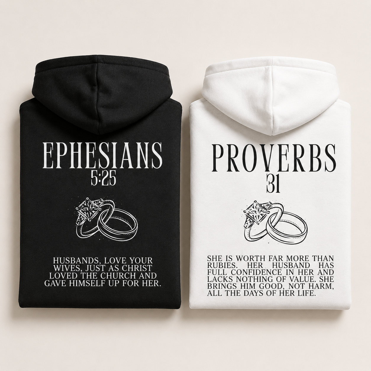 Faith Marriage Hoodie Set – Ephesians 5:25 & Proverbs 31