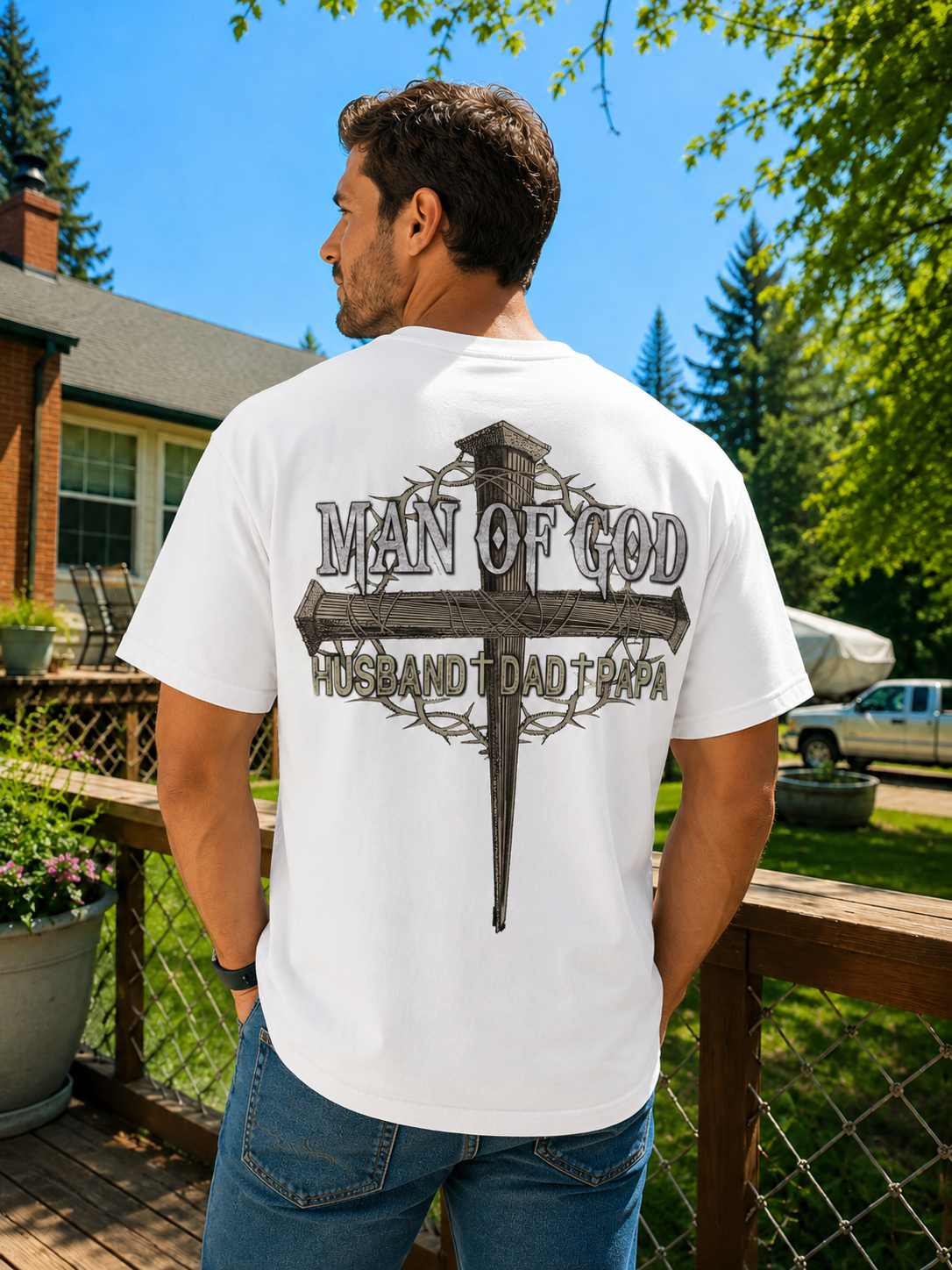 Man of God | Husband • Dad • Papa Christian T-Shirt